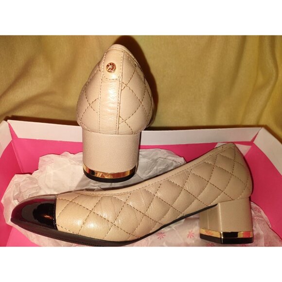 Isaac Mizrahi Live Wedge Heel Womens 7.5M Brown Leather Black Gold Trim - Picture 16 of 16